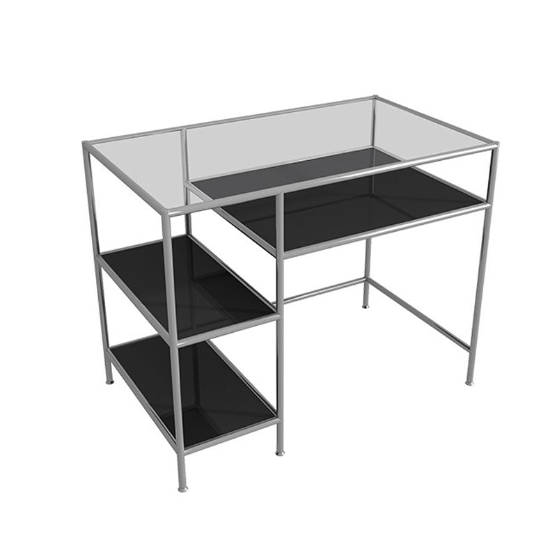 Modern Office Desk Wood Rectangular Writing Desk with Shelves , 23.62" W