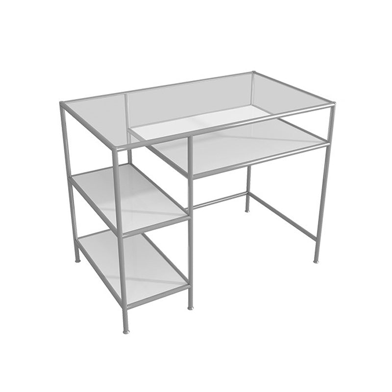 Modern Office Desk Wood Rectangular Writing Desk with Shelves , 23.62" W