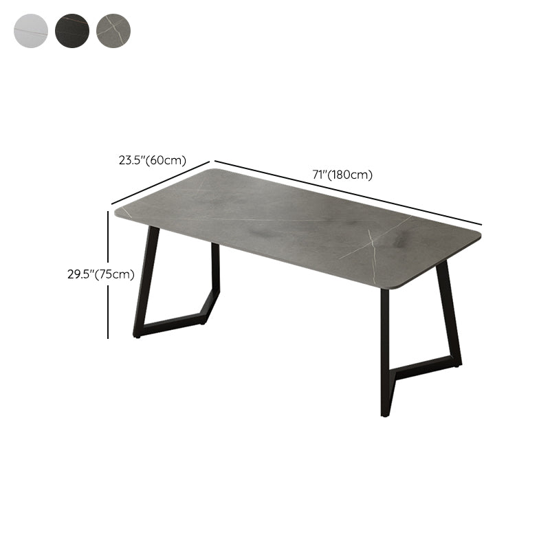 Rectangular Shaped Office Table Stone Writing Desk in Grey/White/Black