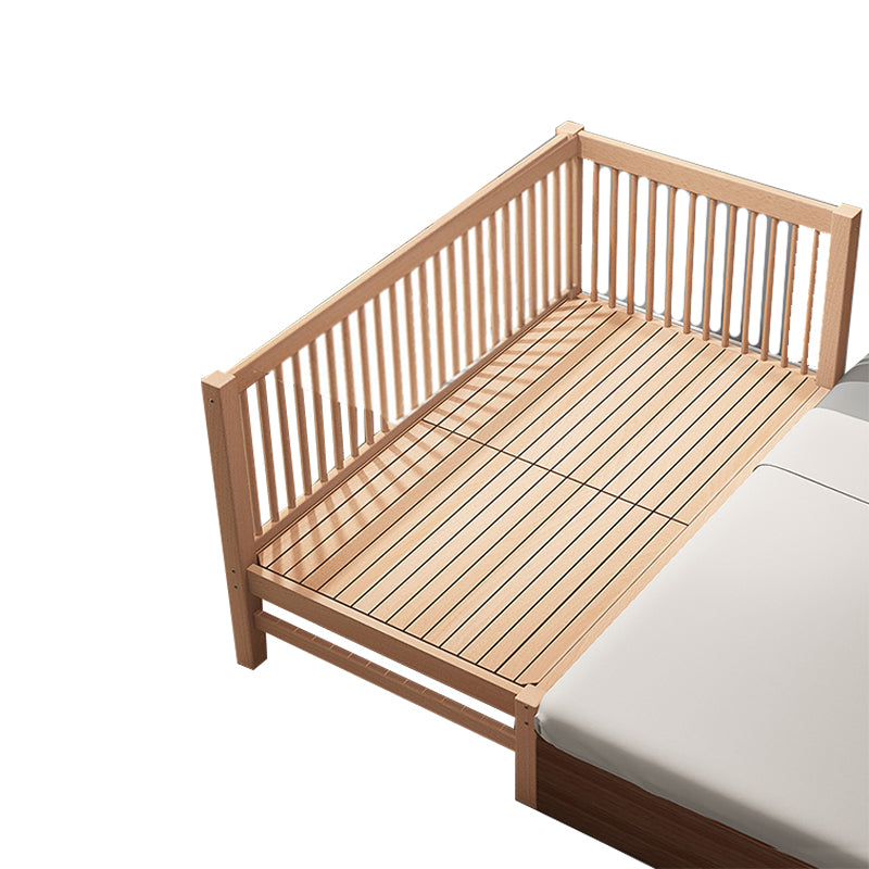 Solid Wood Baby Crib Farmhouse Birch Nursery Bed with Guardrail