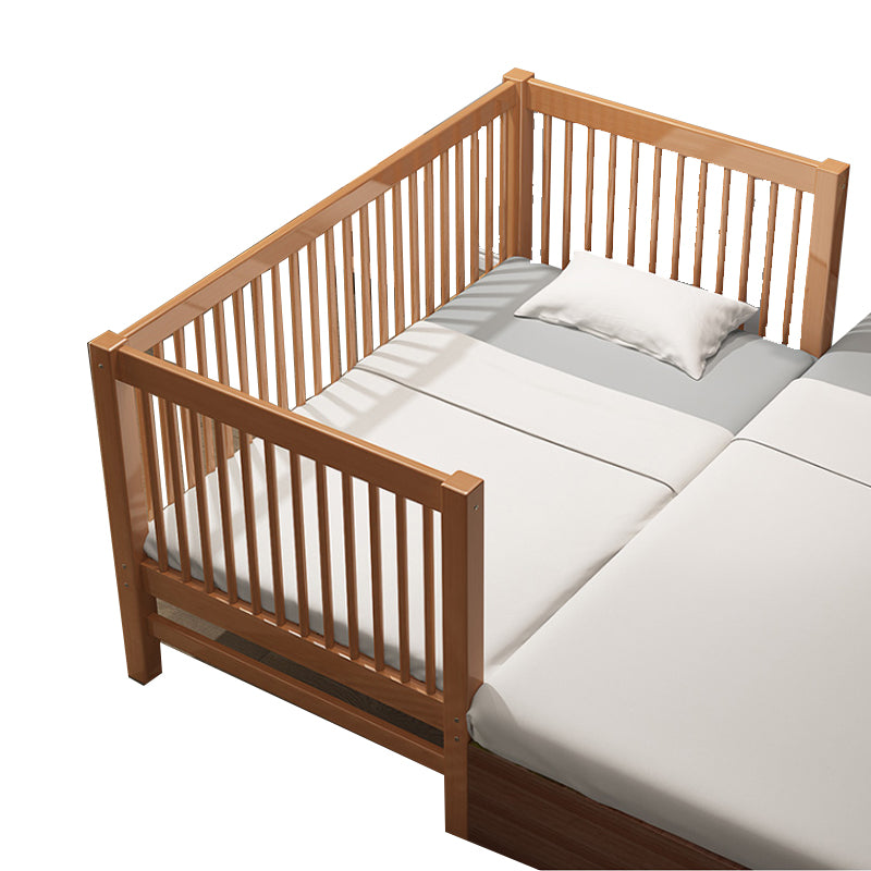 Solid Wood Baby Crib Farmhouse Birch Nursery Bed with Guardrail