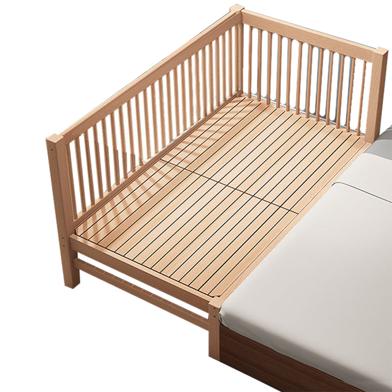 Solid Wood Baby Crib Farmhouse Birch Nursery Bed with Guardrail
