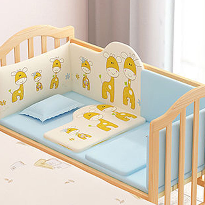 Solid Wood Baby Crib Convertible Nursery Bed with Casters and Guardrail