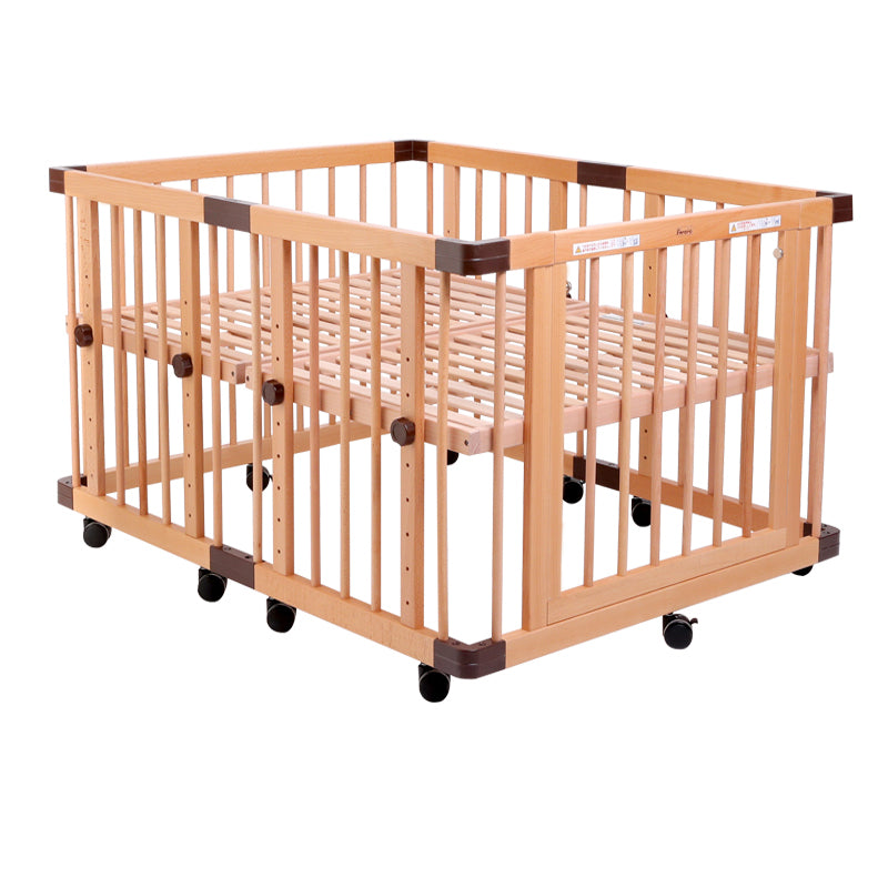 Baby Crib with Adjustable Height Convertible Nursery Bed with Guardrail