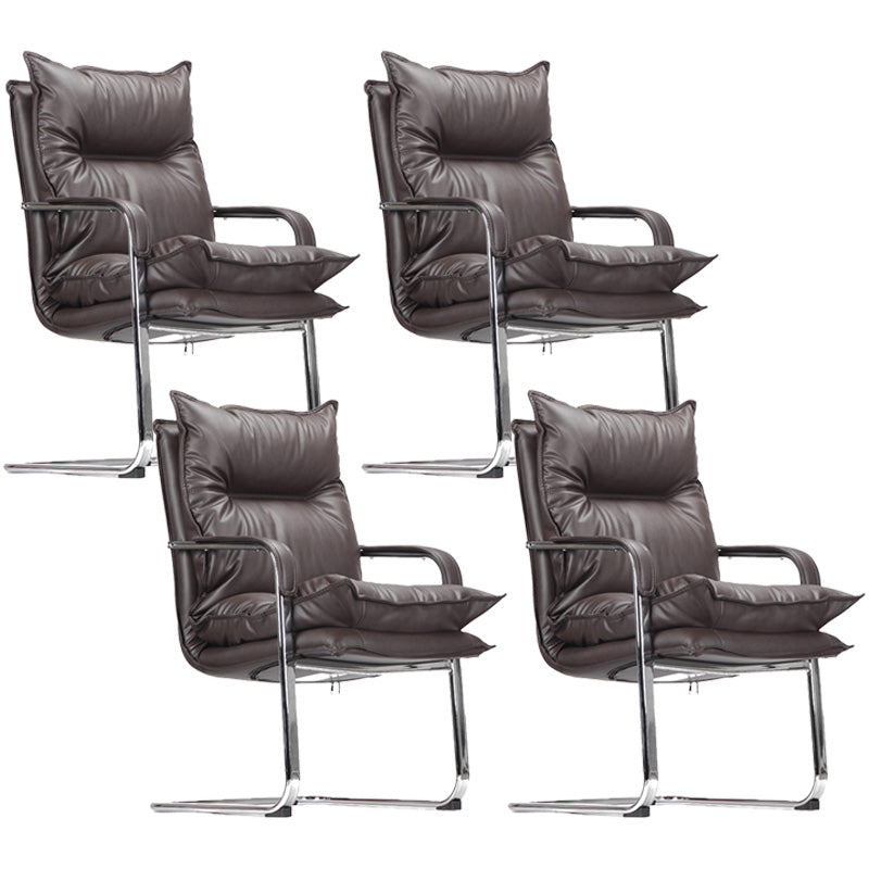 Fixed Arms Desk Chair Modern No Distressing Leather Office Chair