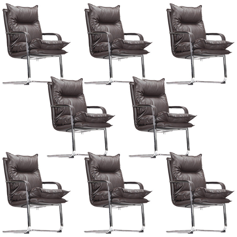 Fixed Arms Desk Chair Modern No Distressing Leather Office Chair