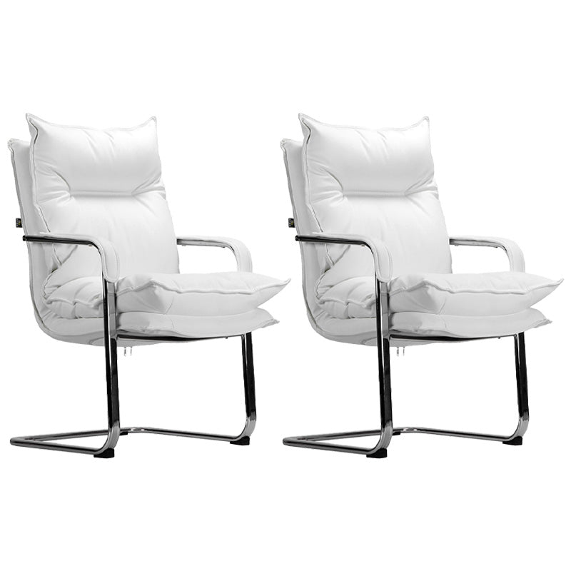 Fixed Arms Desk Chair Modern No Distressing Leather Office Chair