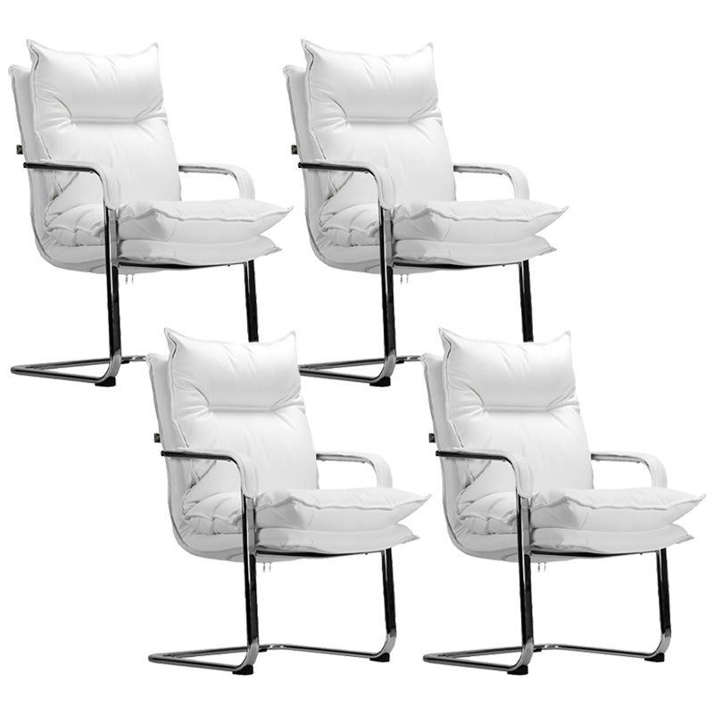 Fixed Arms Desk Chair Modern No Distressing Leather Office Chair