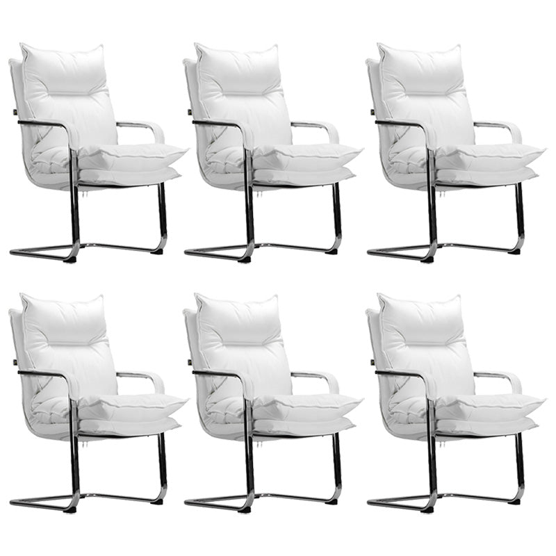 Fixed Arms Desk Chair Modern No Distressing Leather Office Chair