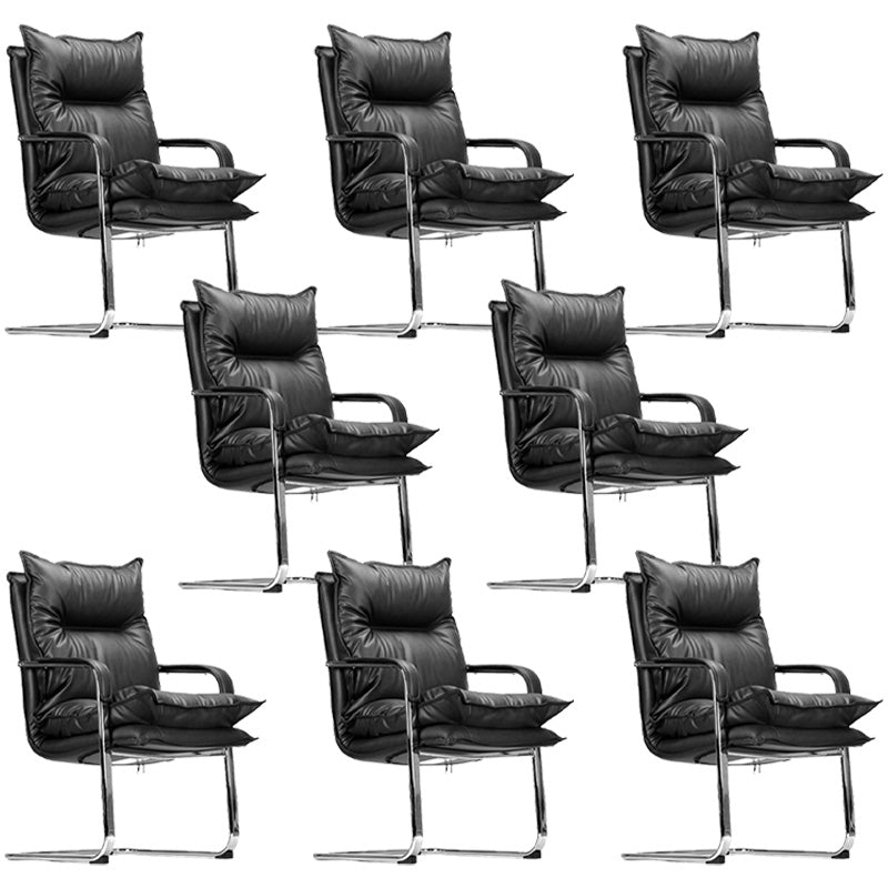 Fixed Arms Desk Chair Modern No Distressing Leather Office Chair