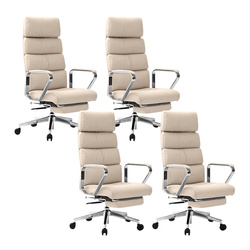 Fixed Arms Desk Chair Modern Leather Adjustable Seat Height Swivel Chair with Wheels