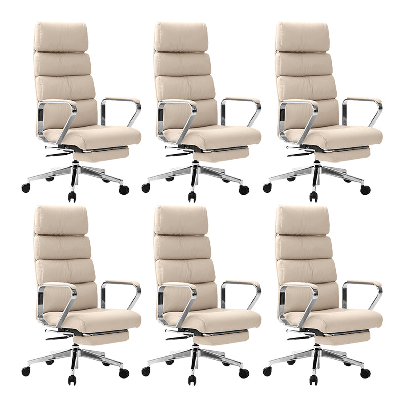 Fixed Arms Desk Chair Modern Leather Adjustable Seat Height Swivel Chair with Wheels