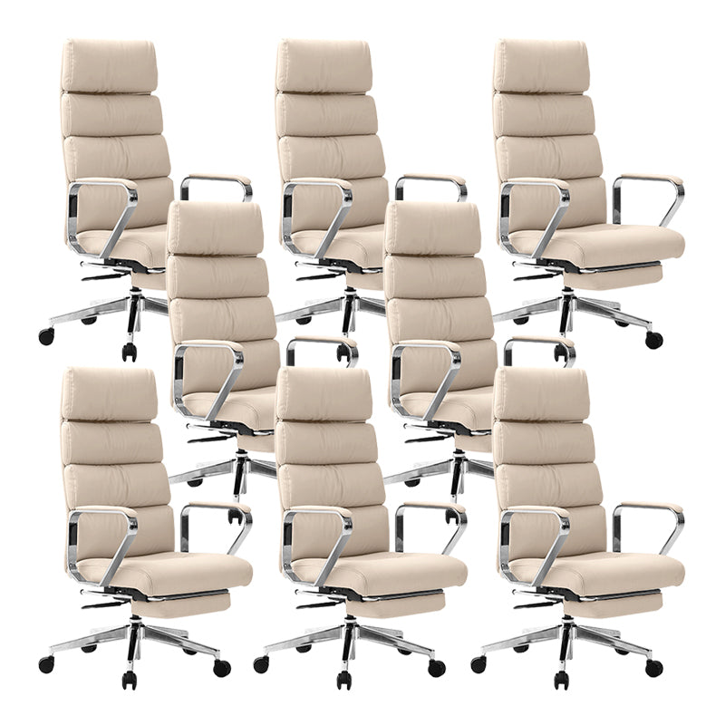 Fixed Arms Desk Chair Modern Leather Adjustable Seat Height Swivel Chair with Wheels