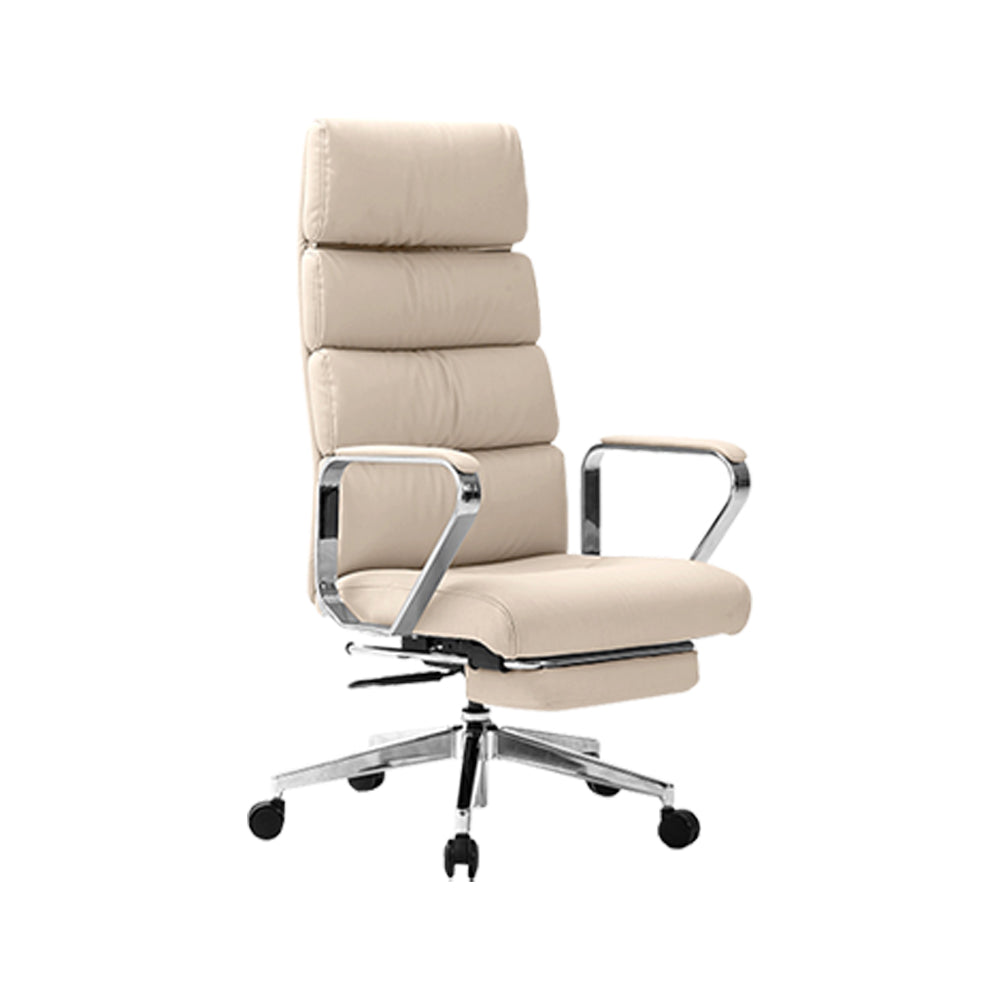 Fixed Arms Desk Chair Modern Leather Adjustable Seat Height Swivel Chair with Wheels