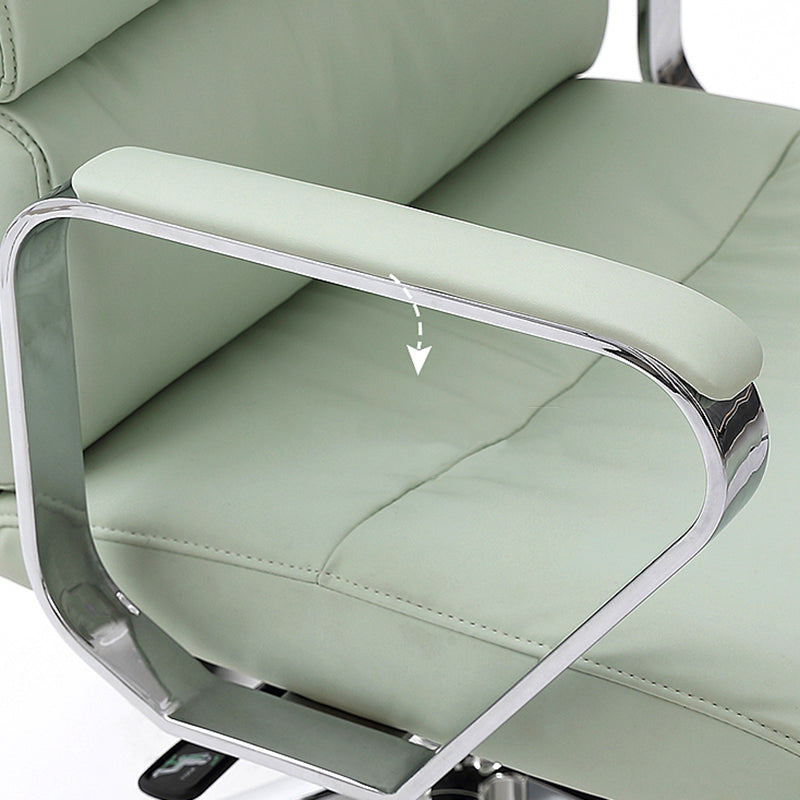 Fixed Arms Desk Chair Modern Leather Adjustable Seat Height Swivel Chair with Wheels