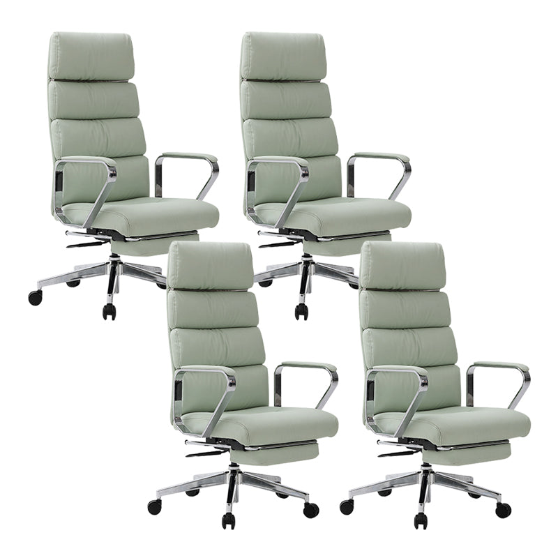 Fixed Arms Desk Chair Modern Leather Adjustable Seat Height Swivel Chair with Wheels