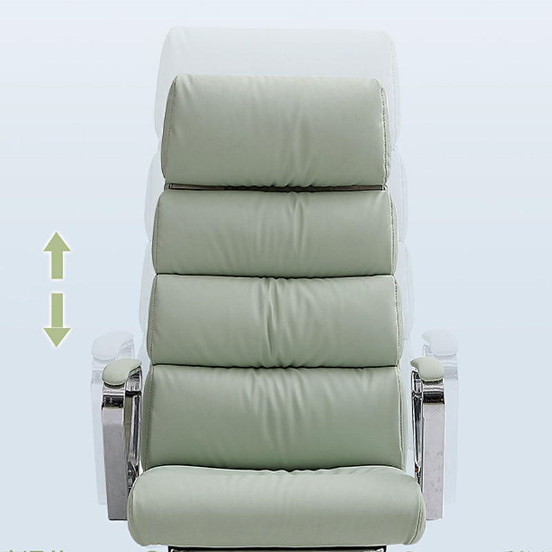 Fixed Arms Desk Chair Modern Leather Adjustable Seat Height Swivel Chair with Wheels