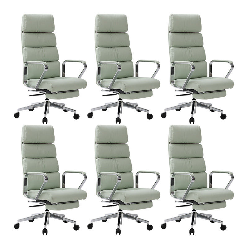 Fixed Arms Desk Chair Modern Leather Adjustable Seat Height Swivel Chair with Wheels