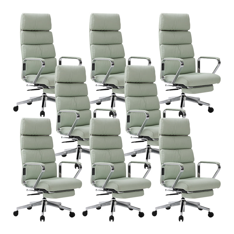 Fixed Arms Desk Chair Modern Leather Adjustable Seat Height Swivel Chair with Wheels