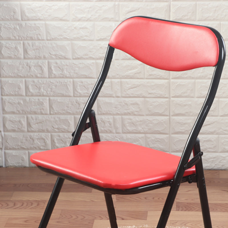 Modern Metal Office Chair No Wheels Mid/Low Back Desk Chair without Arm