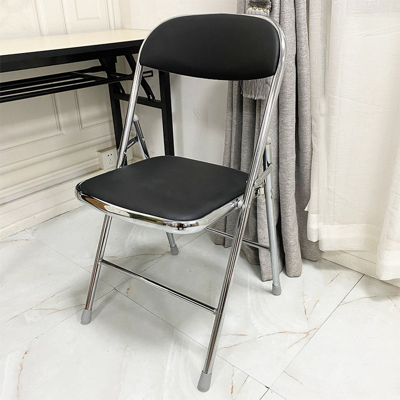 Modern Metal Office Chair No Wheels Mid/Low Back Desk Chair without Arm