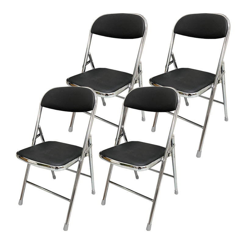 Modern Metal Office Chair No Wheels Mid/Low Back Desk Chair without Arm