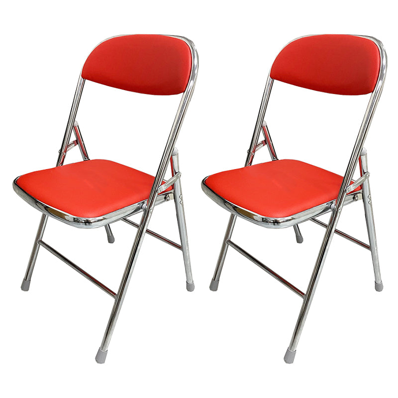 Modern Metal Office Chair No Wheels Mid/Low Back Desk Chair without Arm