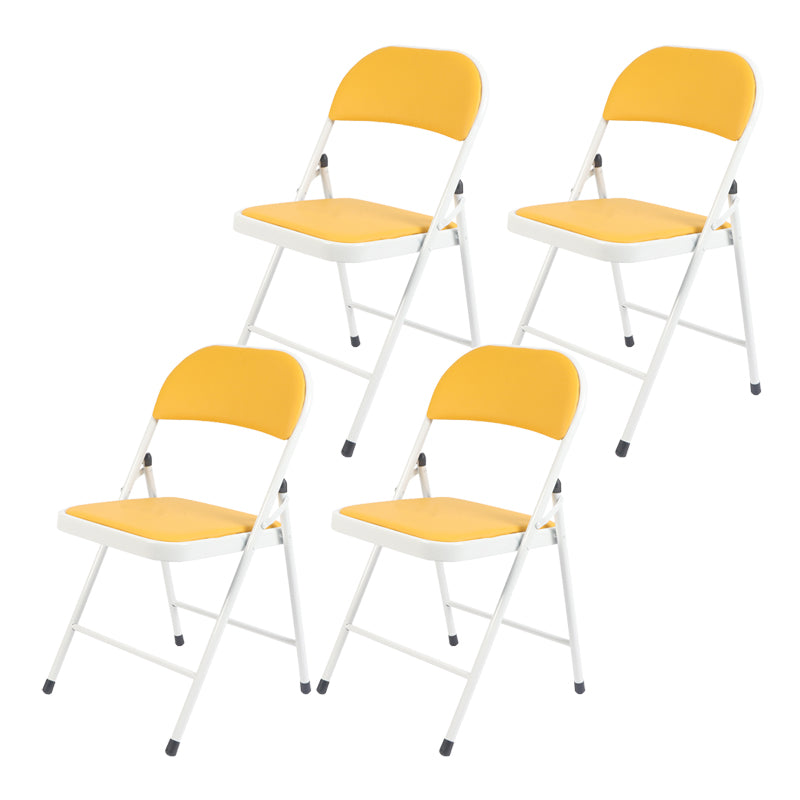 Modern Metal Office Chair No Wheels Mid/Low Back Desk Chair without Arm