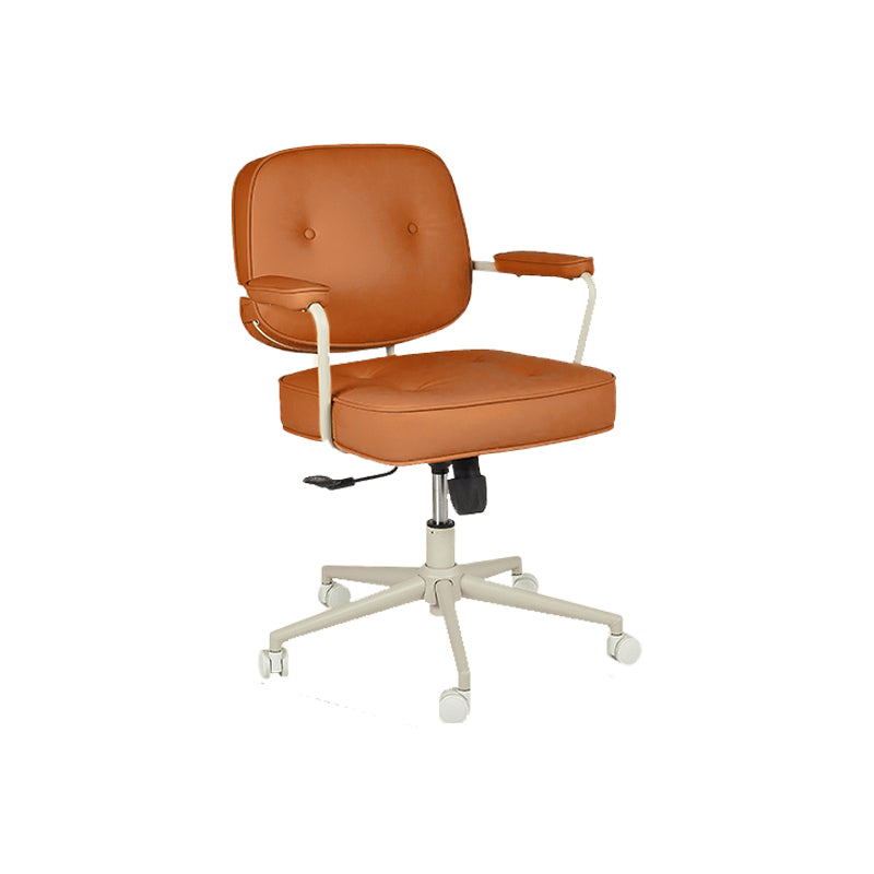 Padded Arms Desk Chair Modern No Distressing Leather Ergonomic Chair with Wheels