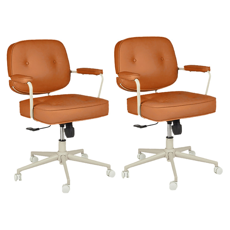 Padded Arms Desk Chair Modern No Distressing Leather Ergonomic Chair with Wheels