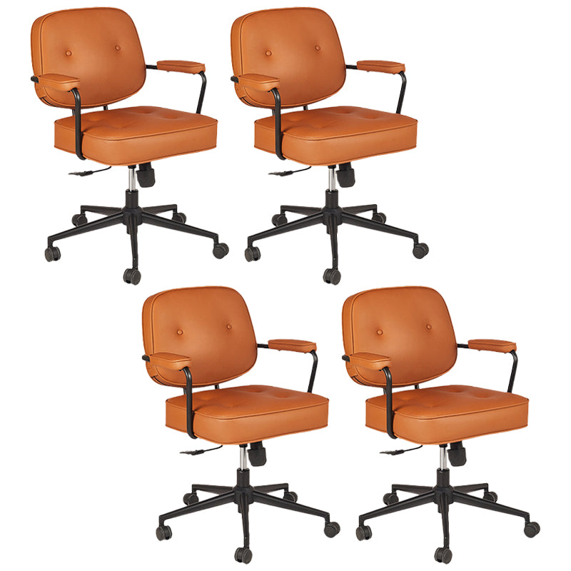 Padded Arms Desk Chair Modern No Distressing Leather Ergonomic Chair with Wheels