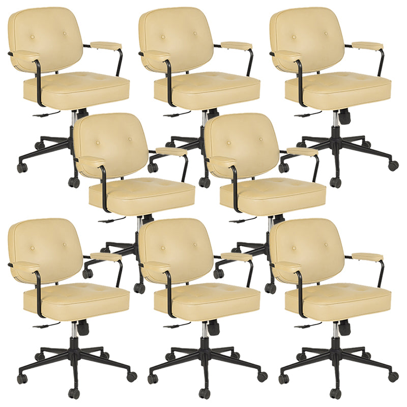 Padded Arms Desk Chair Modern No Distressing Leather Ergonomic Chair with Wheels