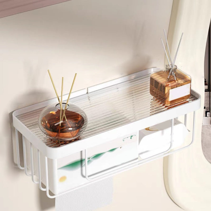 White & Clear Acrylic Bathroom Accessory Set with Towel Bar/Paper Holder/Robe Hook
