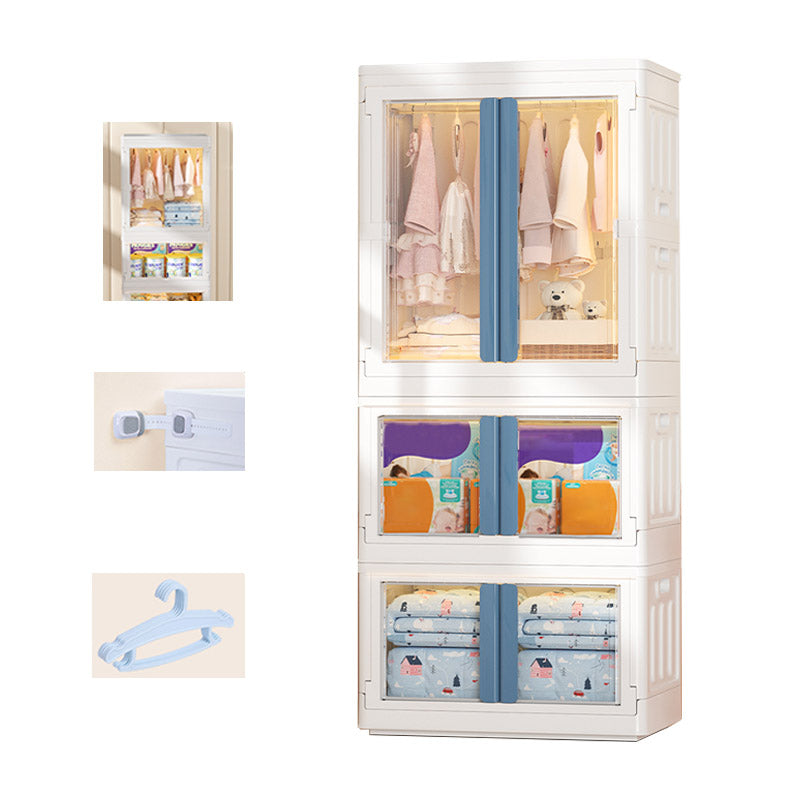 Modern Style Plastic Kids Closet Bedroom Youth Armoire with Garment Rod