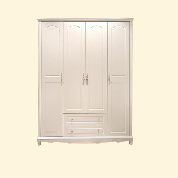 White Solid Wood Wardrobe Armoire Contemporary Hanging Clothes Rack