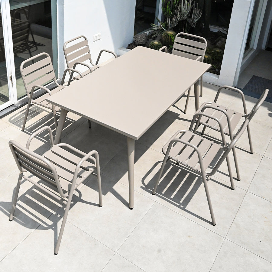 Boho Style Dining Set Grey Metal 1/5/7 Pieces Dining Set with Metal Frame