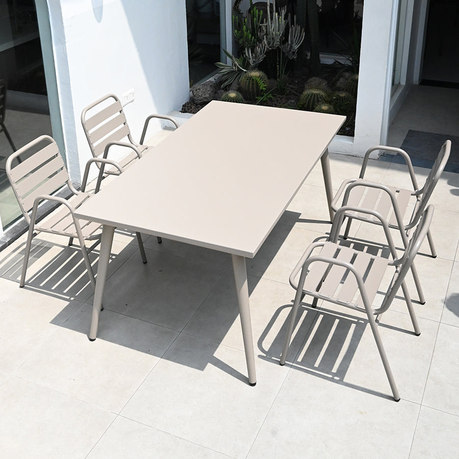 Boho Style Dining Set Grey Metal 1/5/7 Pieces Dining Set with Metal Frame