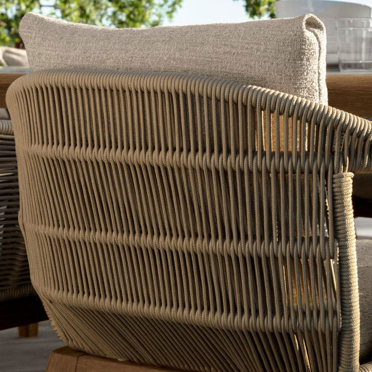 Boho Style Dining Set Stone Rectangular 1/7 Pieces Dining Set with Wood Base