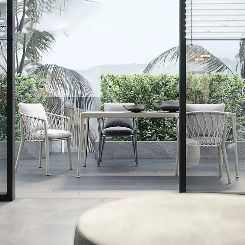 Boho Style Rectangular Dining Set Metal Base 1/3/5/7 Pieces Dining Set