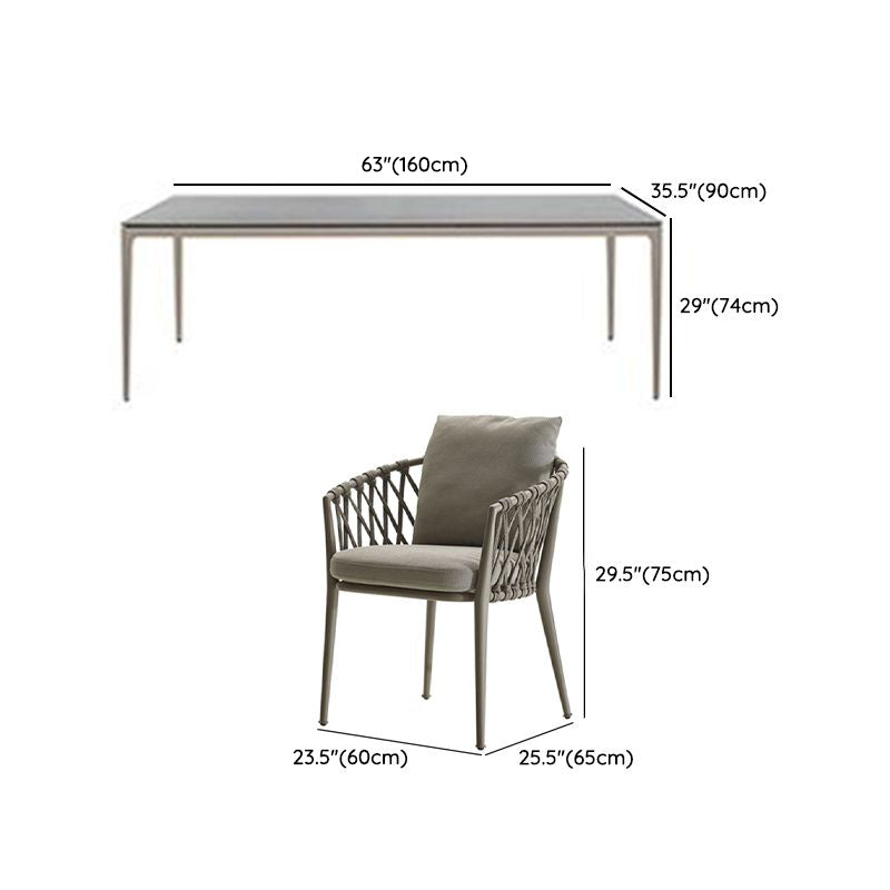 Boho Style Rectangular Dining Set Metal Base 1/3/5/7 Pieces Dining Set