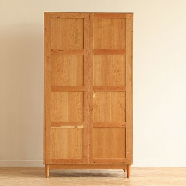Modern Solid Wood Wardrobe Cabinet 2 Sliding Doors Sliding with Drawer