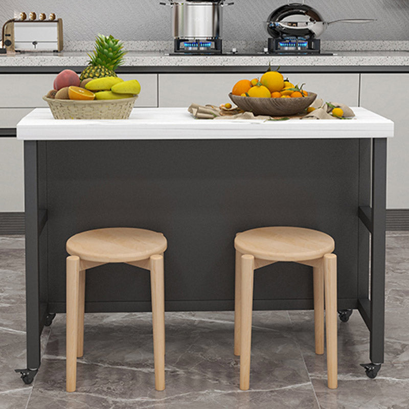 Rolling Modern Kitchen Island Table Dining Room Open Storage Prep Table