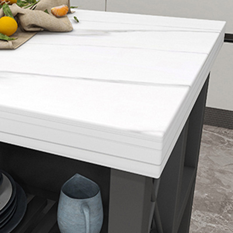 Rolling Modern Kitchen Island Table Dining Room Open Storage Prep Table