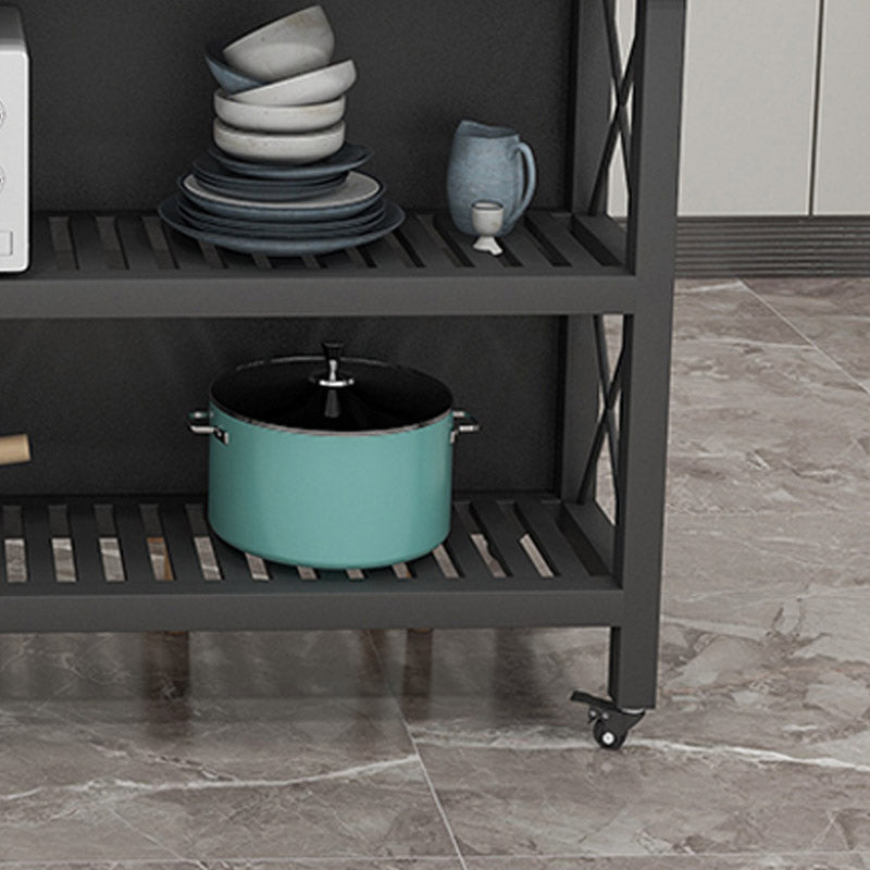 Rolling Modern Kitchen Island Table Dining Room Open Storage Prep Table