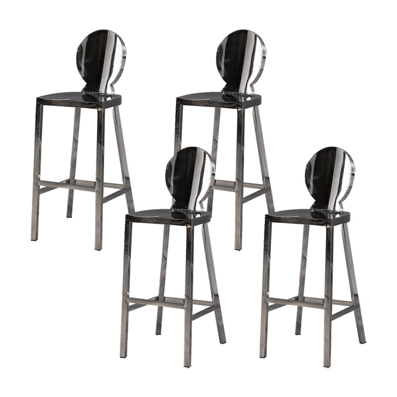 Industrial Style Counter Stool Silver Metal Bar Stool for Living Room
