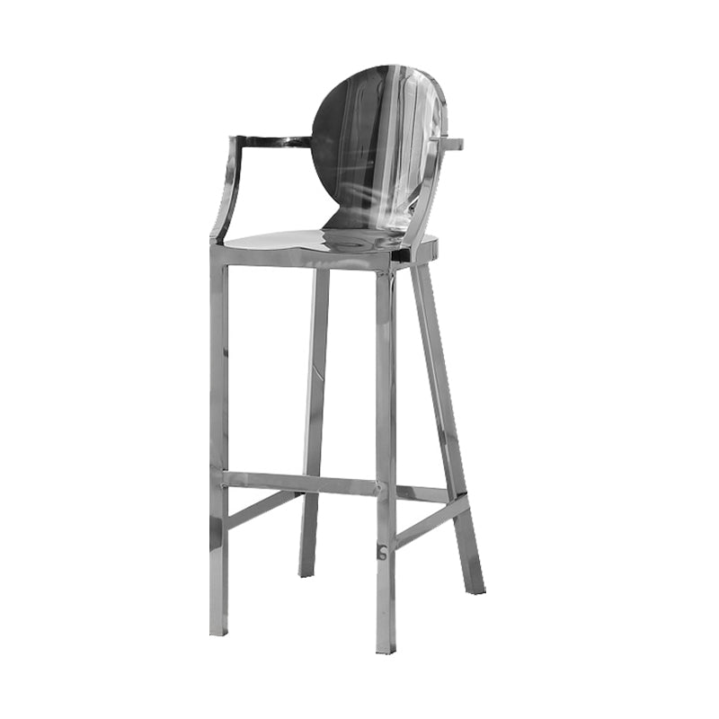Industrial Style Counter Stool Silver Metal Bar Stool for Living Room