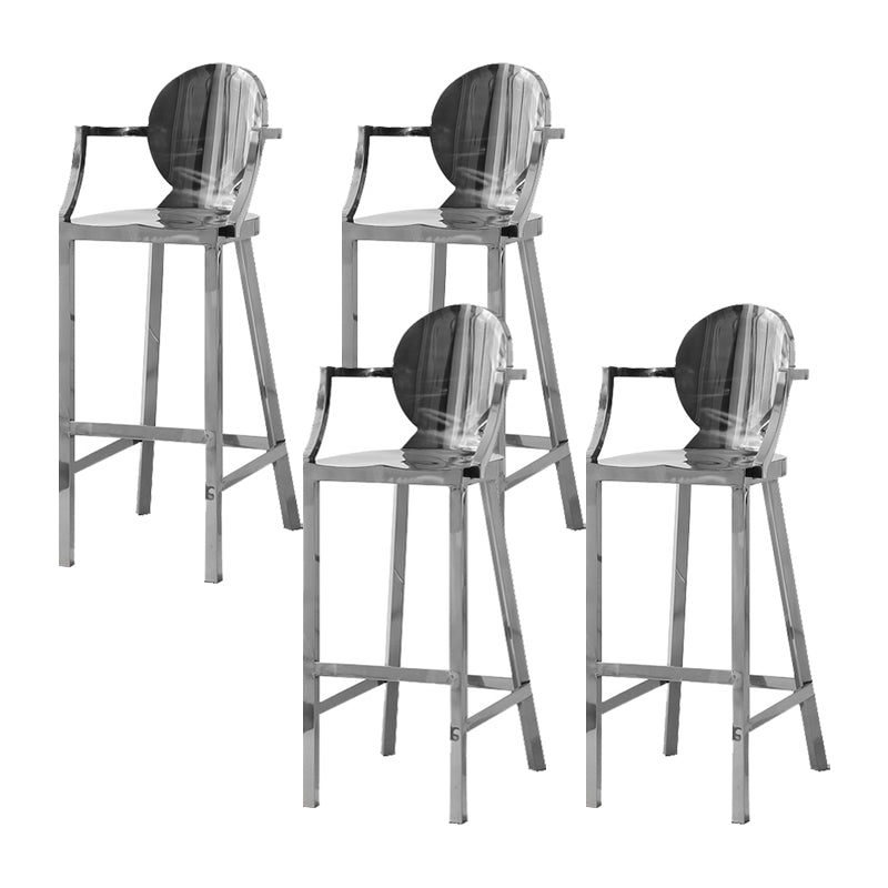 Industrial Style Counter Stool Silver Metal Bar Stool for Living Room