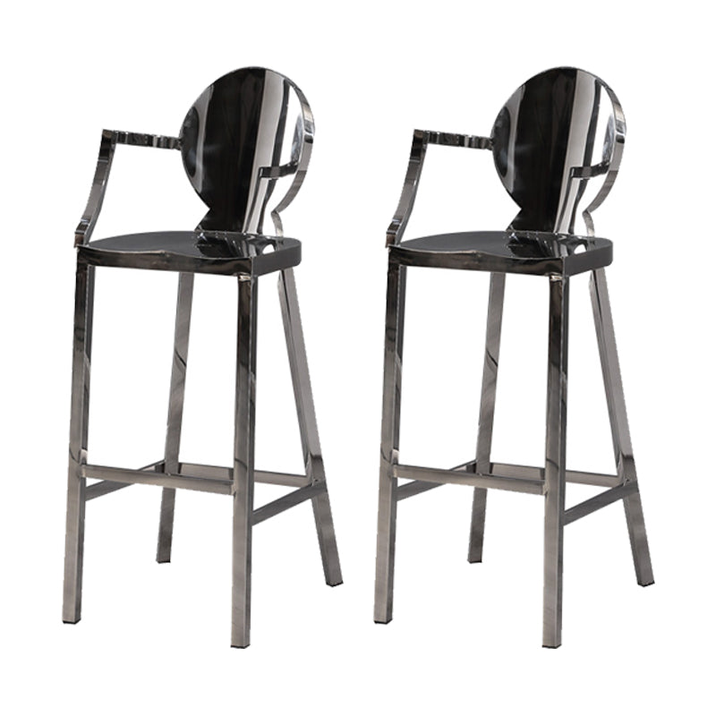 Industrial Style Counter Stool Silver Metal Bar Stool for Living Room