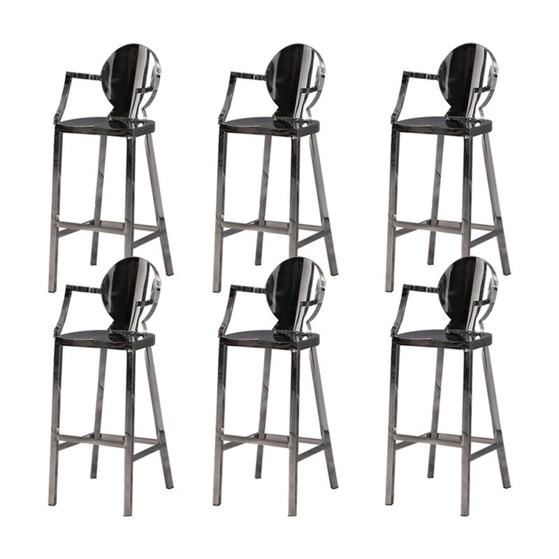 Industrial Style Counter Stool Silver Metal Bar Stool for Living Room