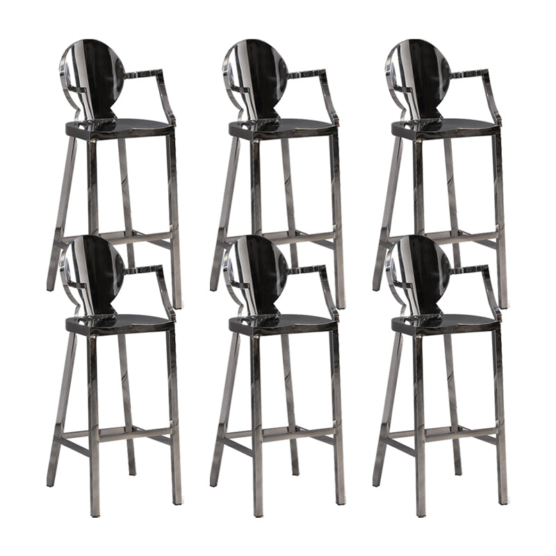 Industrial Style Counter Stool Silver Metal Bar Stool for Living Room